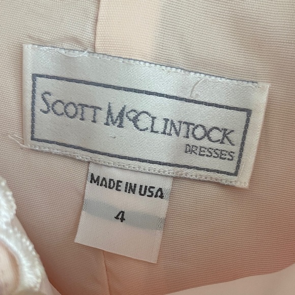 Vintage Scott McClintock Light Pink/Peach Off the Shoulder Jacquard Dress - Picture 2 of 10